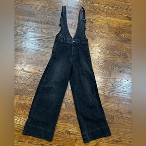 Free People Womens Casual Overall Jeans, Black, Size- 2